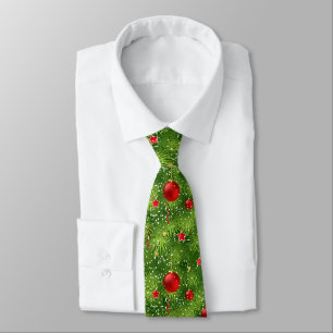 Cravate Arbre de Noël vert et ornements de Noël