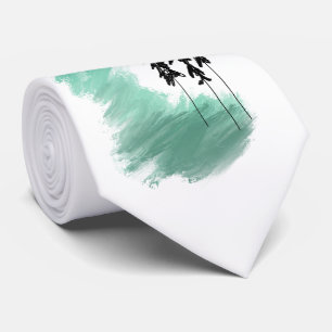 Cravate Arbre vert scandinave art simple menthe moderne