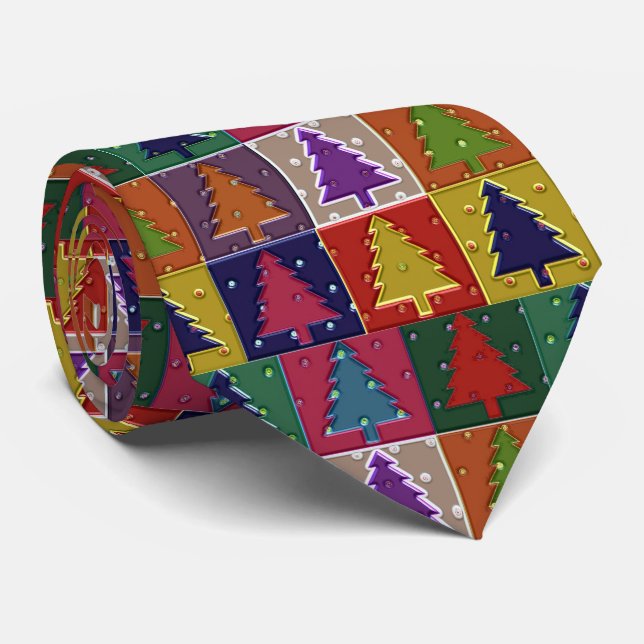 Cravate Arbres colorés Stylish Holiday Necktie (Roulé)