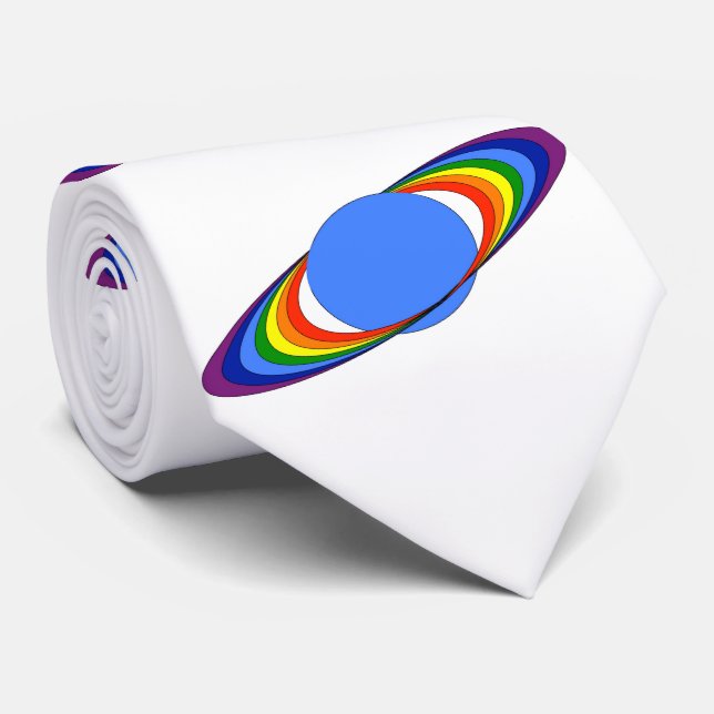 Cravate Arc-en-ciel Saturn Neckte pour des astronomes, (Roulé)