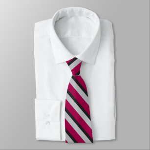 Cravate Argent rouge et rayure noire d'université