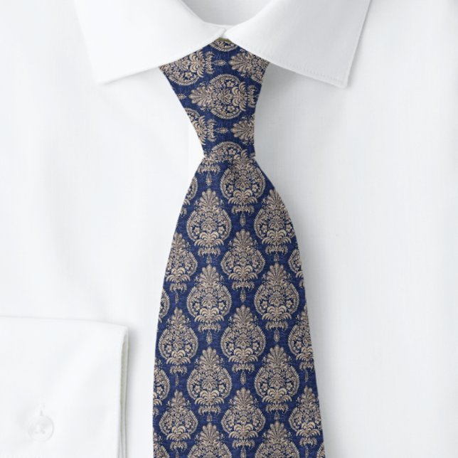 Cravate Aristocrat Damask Blue CouTie (Créateur téléchargé)