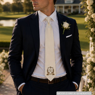 Cravate Armoiries de golf de mariage Initiales de couples