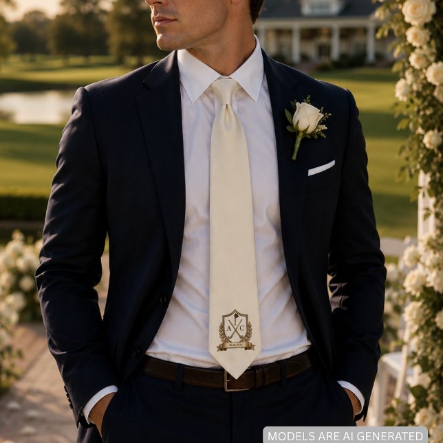 Cravate Armoiries de golf de mariage Initiales de couples  (Créateur téléchargé)
