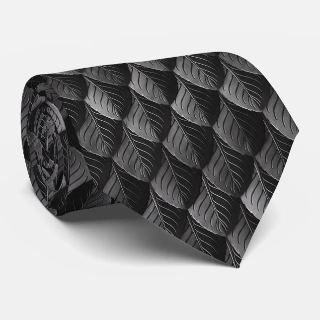 Cravate Armoiries en cuir Dragon Scale Noir (Roulé)