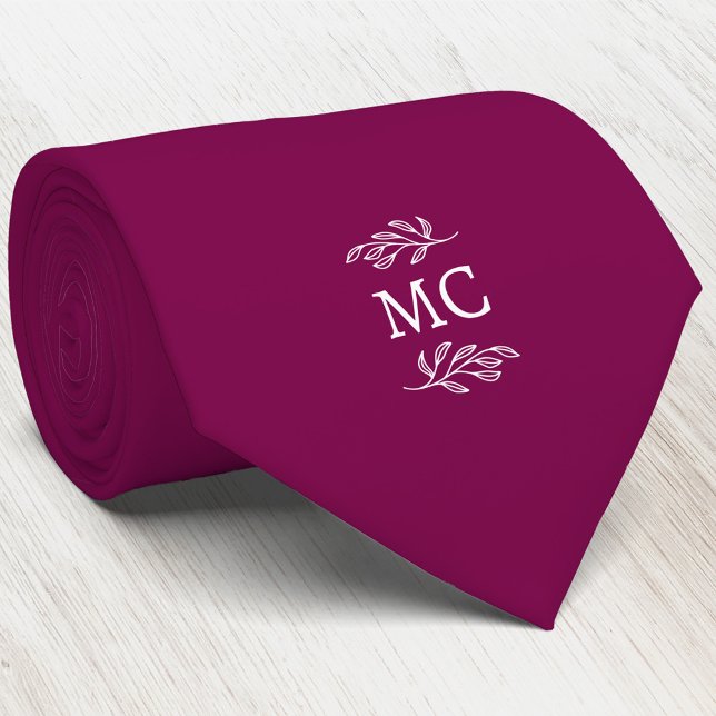 Cravate Armoiries Initiales Monogramme Feuille Botanique C (Simple botanical leaf monogram initials personalized crest neck tie)