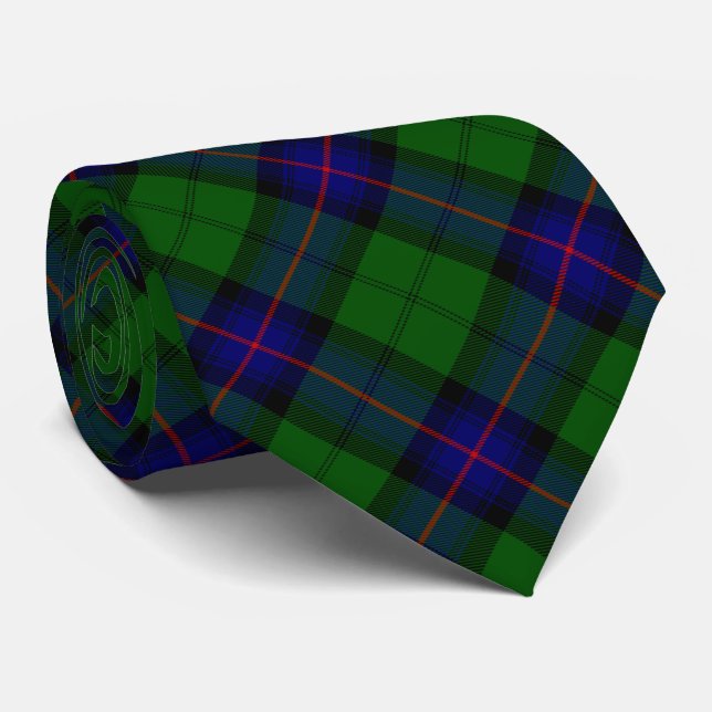 Cravate Armstrong tartan bleu et vert plaid (Roulé)