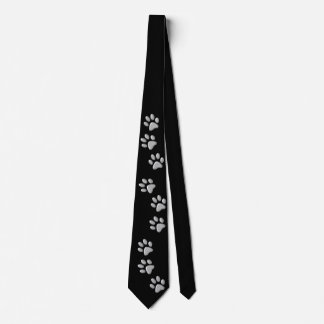 Cravate Arrière - plan noir Silver Dog Paws Motif d'impres