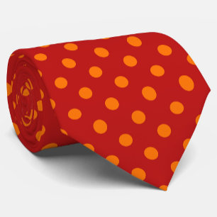 Cravate Arrière - plan rouge Orange Pois Design