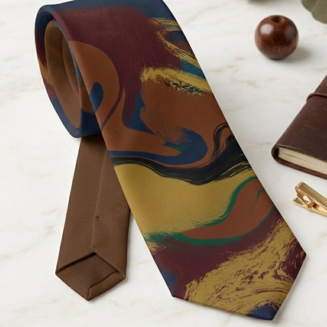 Cravate Art abstrait audacieux aux couleurs vives (A vibrant abstract art necktie, a bold statement gift for a creative man for a social occasion.)