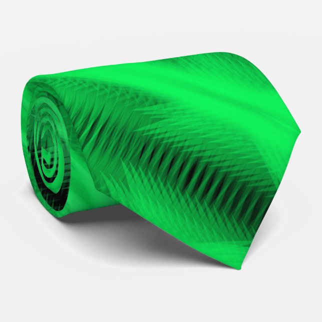 Cravate Art abstrait diagonal futuriste vert (Roulé)
