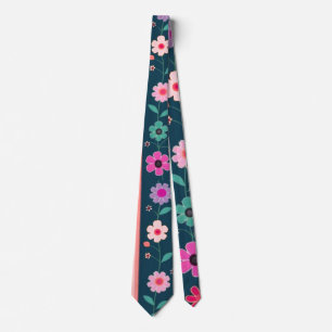 Cravate Art Botanique Floral Rose Élégant Vintage 
