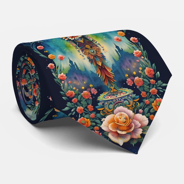 Cravate Art crâne de sucre - Dia de los Muertos (Roulé)