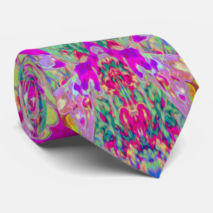 Cravate Art de jardin abstrait magenta et aqua psychédéliq