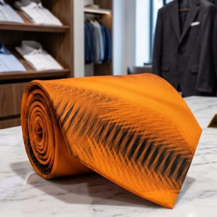 Cravate Art de motif abstrait futuriste orange sur noir