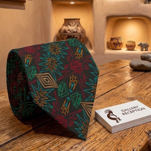 Cravate Art de motif géométrique amérindien aztèque à rayu