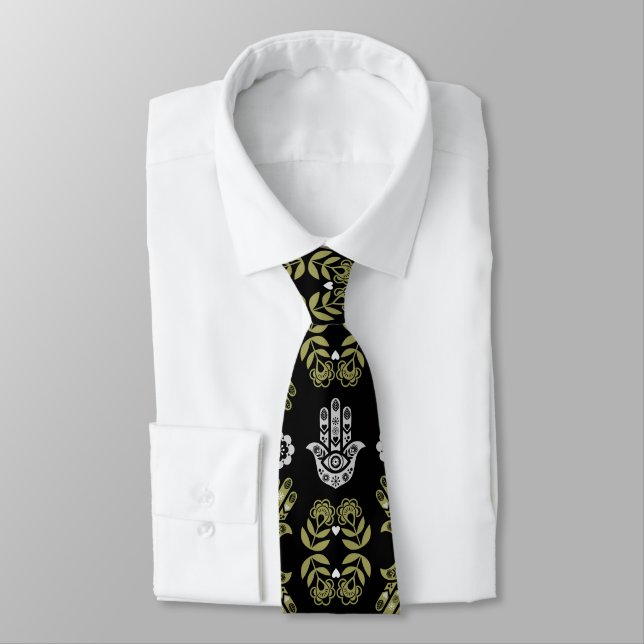Cravate Art de protection de la main Hamsa (Attaché)