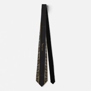 Cravate art deco,black,gold,elegant,chic,monogram ready, c