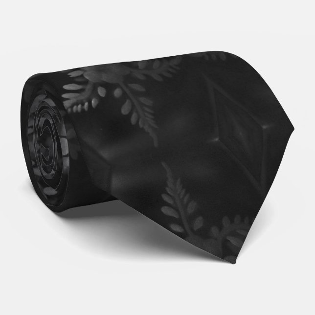 Cravate Art Deco engraved flowers floral decor Decumendeko (Roulé)