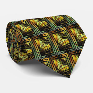 Cravate Art Deco In Green And Gold Neck Tie