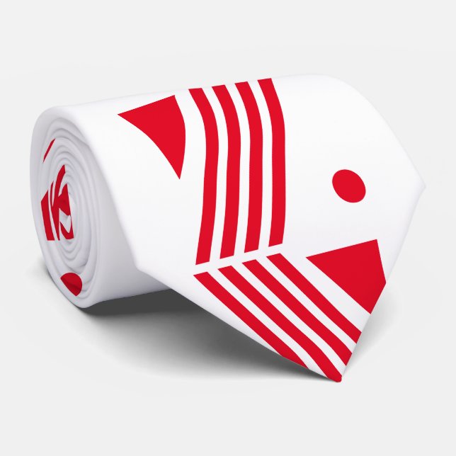 Cravate art déco motif en rouge rouge et blanc festif (Roulé)