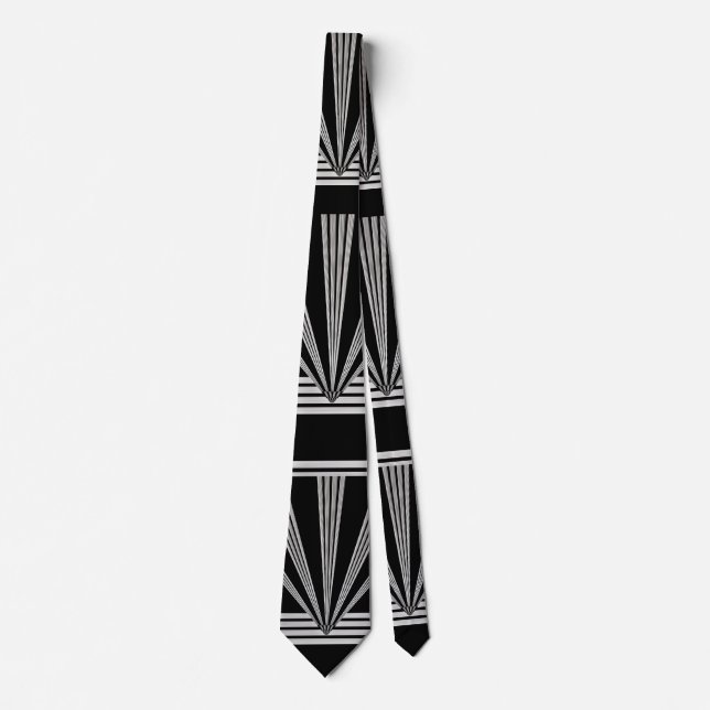 Cravate Art Déco Noir Argent 2 (Devant)