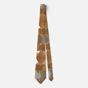 Cravate Art Déco Vintage Pochoir Jazz Brun Formes Géométri