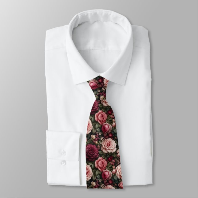 Cravate Art floral de rose de jardin de luxe (Attaché)
