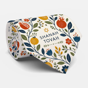 Cravate Art folklorique moderne Shana Tovah botanique
