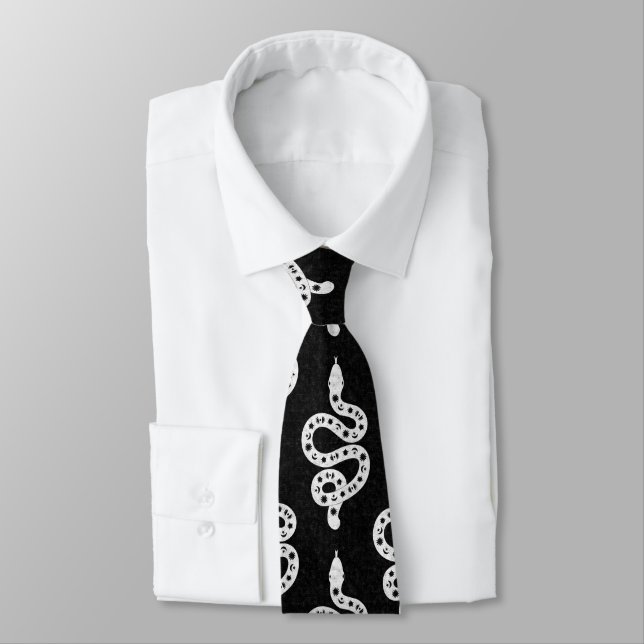 Cravate Art folklorique texturé grunge sorcière serpent bl (Attaché)