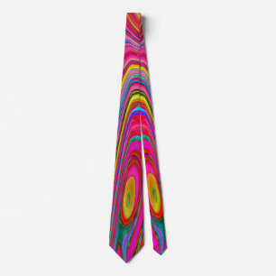 Cravate Art Groovy Abstrait Jaune, Rouge et Bleu Tripant
