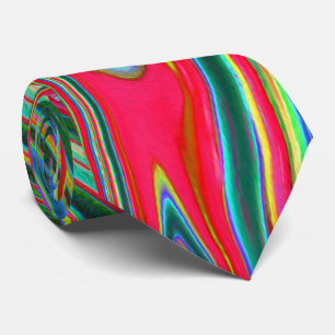 Cravate Art Groovy Abstrait Rouge, Vert et Bleu Tripant