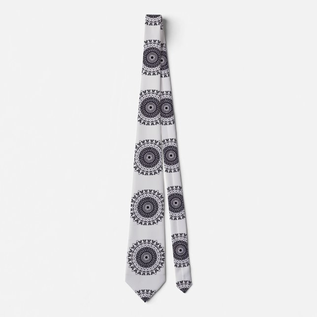 Cravate art mandala noir et blanc (Devant)