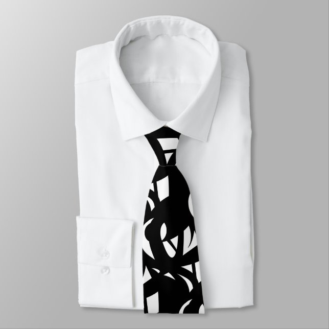 Cravate Art moderne magnifique noir et blanc (Attaché)