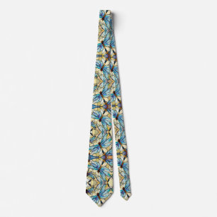 Cravate Art Nouveau Luciole Coloré Faux Vitrail 