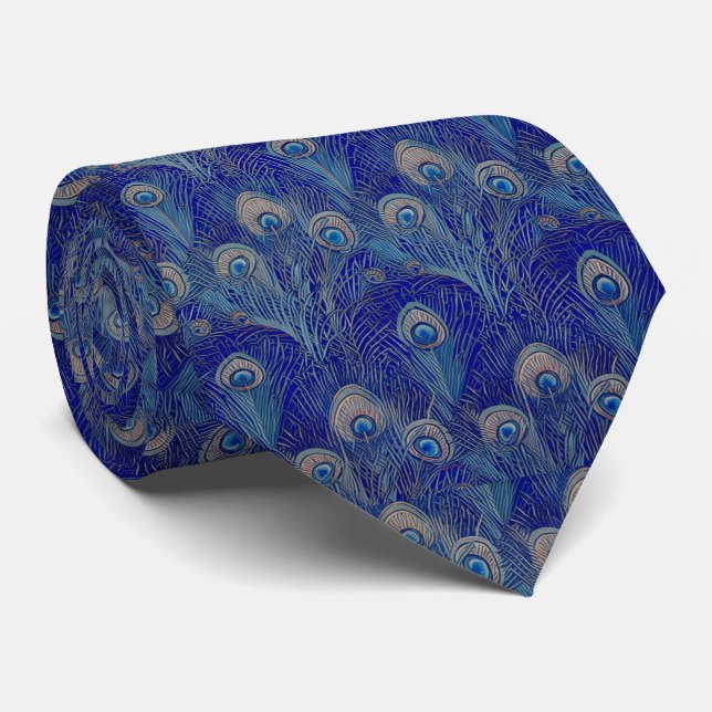 Cravate Art Nouveau Luxury Peacock Feather Pattern (Roulé)