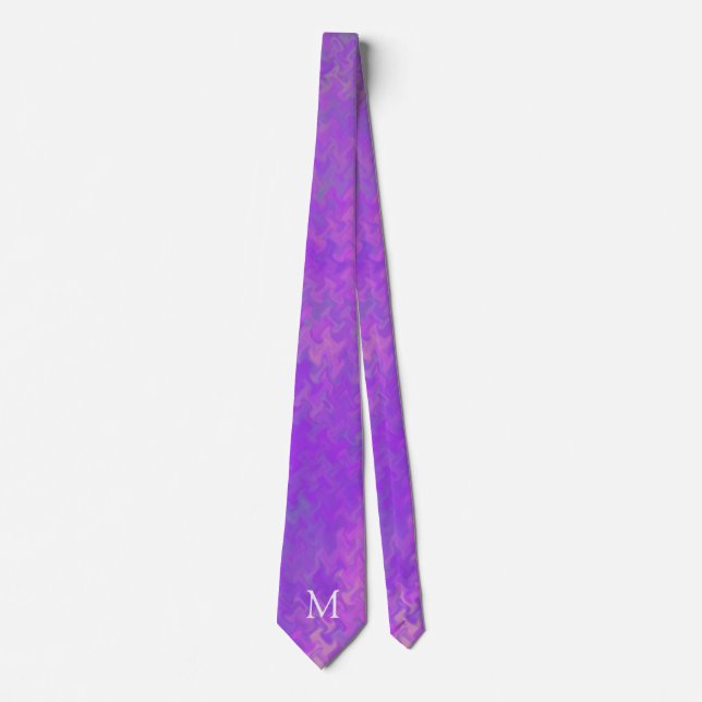 Cravate Art Violet Marbré Monogramme (Devant)