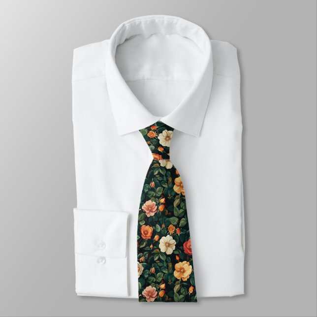 Cravate Artistic Groomsmen Gift Rose Floral (Attaché)