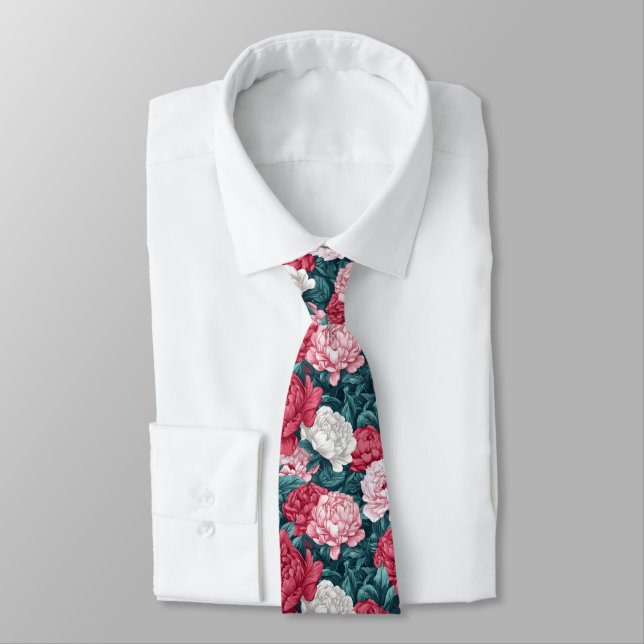Cravate Artistic Mens Accessories Peonies Floral (Attaché)