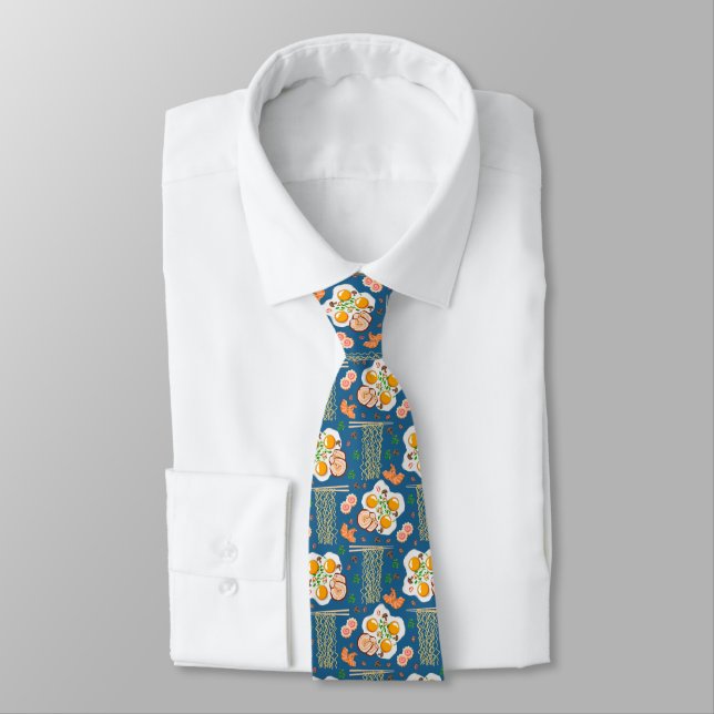 Cravate Asian Food Illustration Men’s Tie with Noodles (Attaché)