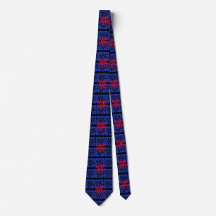 Cravate Atome Science Chimie Bleu Rouge et Noir