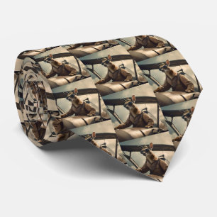 Cravate Aussie Kangaroo Avion Pilote,