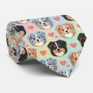 Cravate Australian Shepherd Cœurs de la Saint-Valentin Mot