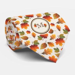 Cravate Automne/Automne Feuilles Famille Monogramme Action
