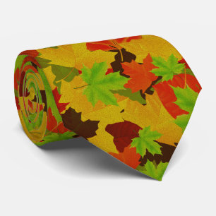 Cravate Automne Feuilles Motif