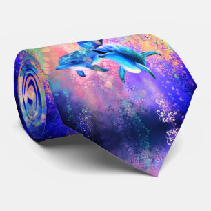 Cravate avec Joyeux Couple Dauphin - Peinture