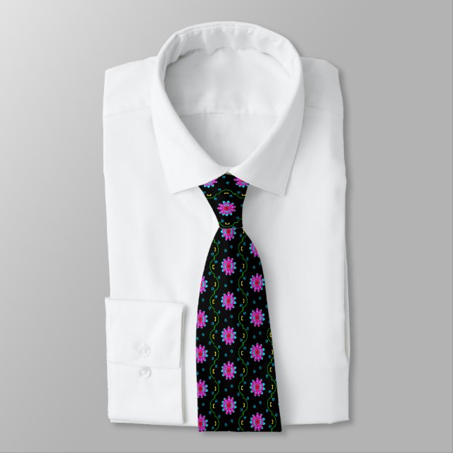 Cravate avec motif de fleurs abstraites (Attaché)