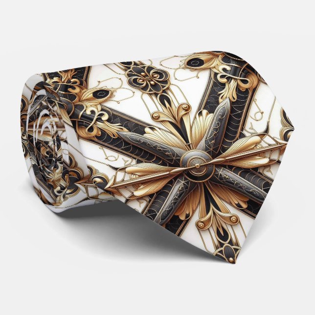 Cravate Avion à réaction noir et or masculin (Roulé)