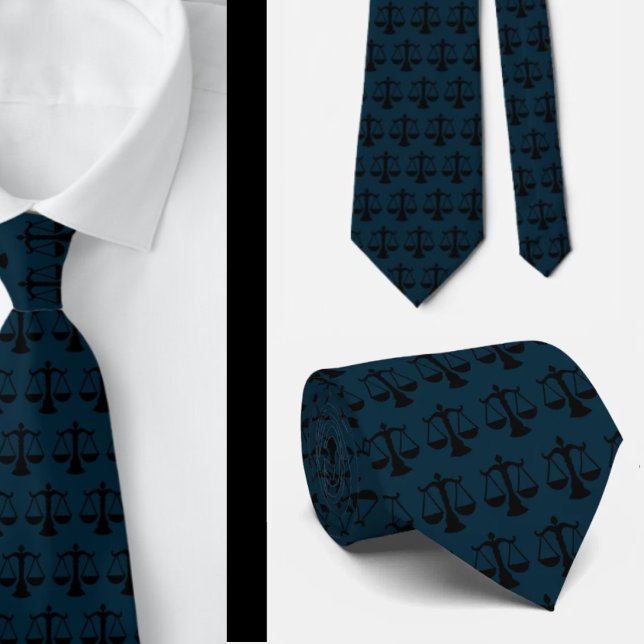Cravate Avocat au barreau Écailles de justice bleu marine (Créateur téléchargé)