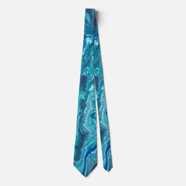 Cravate Baby Blue 2 Flowing Blue Acrylique Abstrait Cravat (Devant)